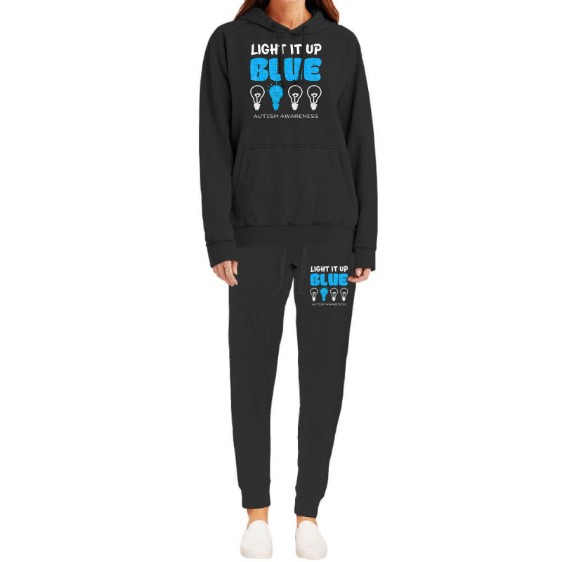 Light It Up Blue Autism Awareness Ribbon Puzzle Pieces Hoodie & Jogger Set | Artistshot