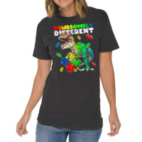 Rawrsomely Different Dinosaur Autism Awareness Puzzle Vintage T-shirt | Artistshot