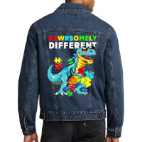 Rawrsomely Different Dinosaur Dino Autism Awareness Men Denim Jacket | Artistshot