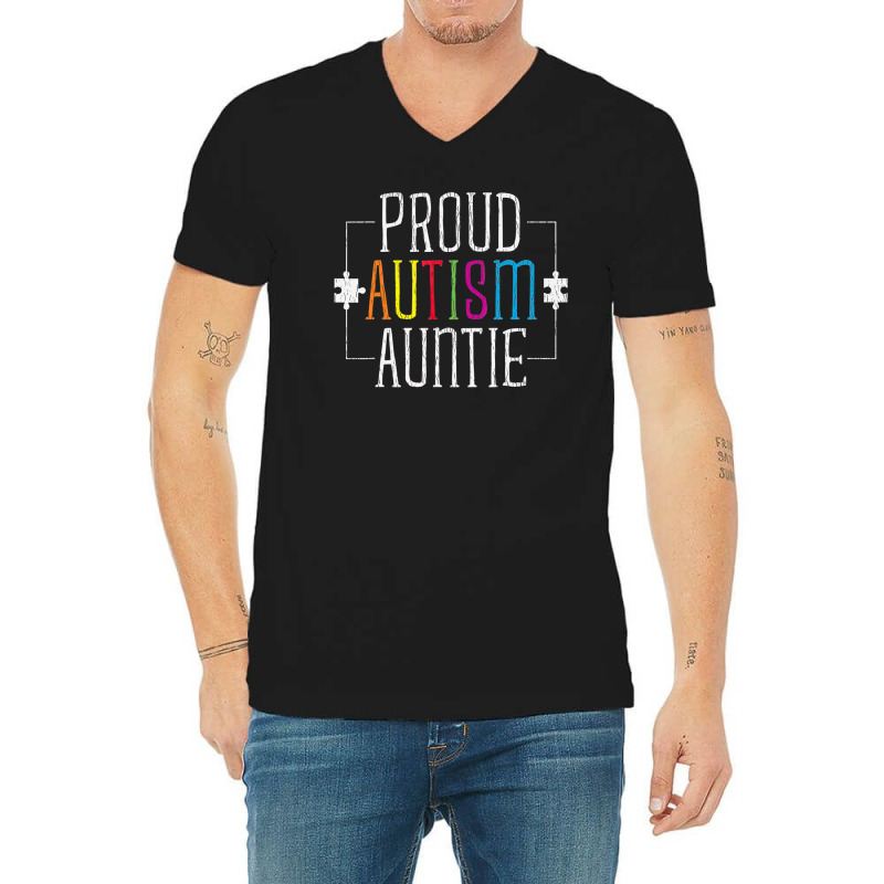 Love Proud Autism Auntie V-neck Tee | Artistshot