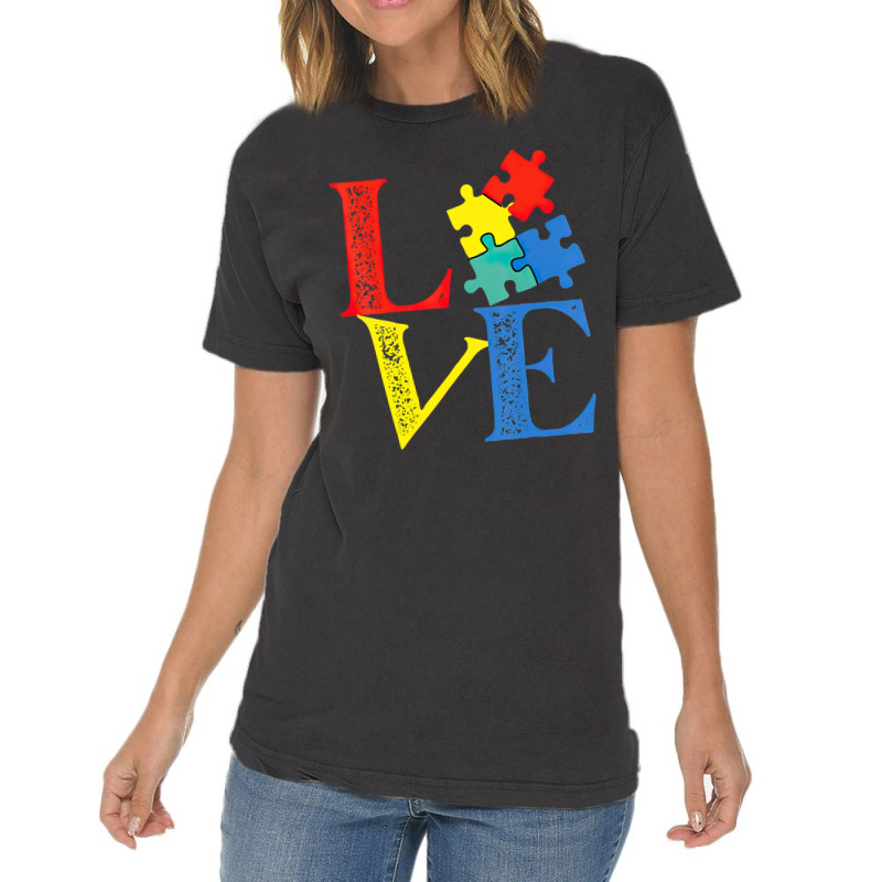 Love Puzzle Autism Awareness Vintage T-shirt | Artistshot