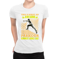 Awesome Parkour Runner Looks Like Free Running Training Jump Ladies Fitted T-shirt | Artistshot