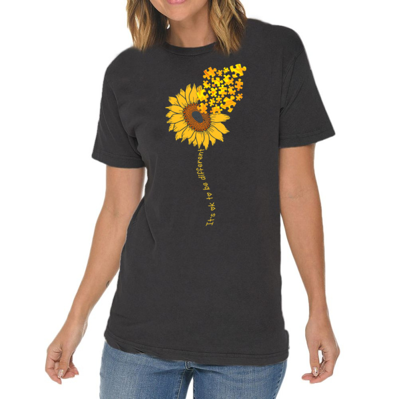 Love Sunflower Puzzle Autism Awareness Vintage T-shirt | Artistshot