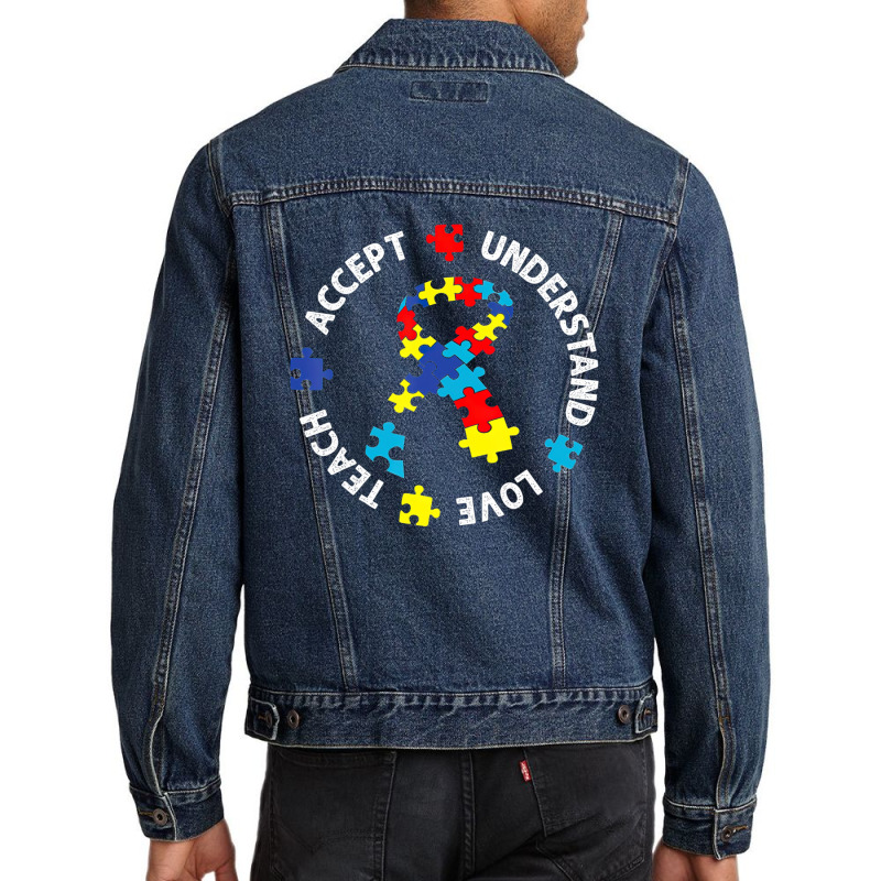 Autism Awareness Teacher Teach Accept Understand Love Men Denim Jacket by LindsayYuh | Artistshot