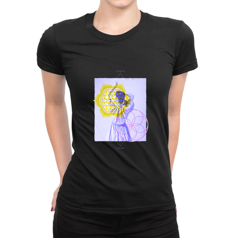 Vibrate Higher Woman   Vibrational Energy Ladies Fitted T-Shirt by dinginsenter | Artistshot