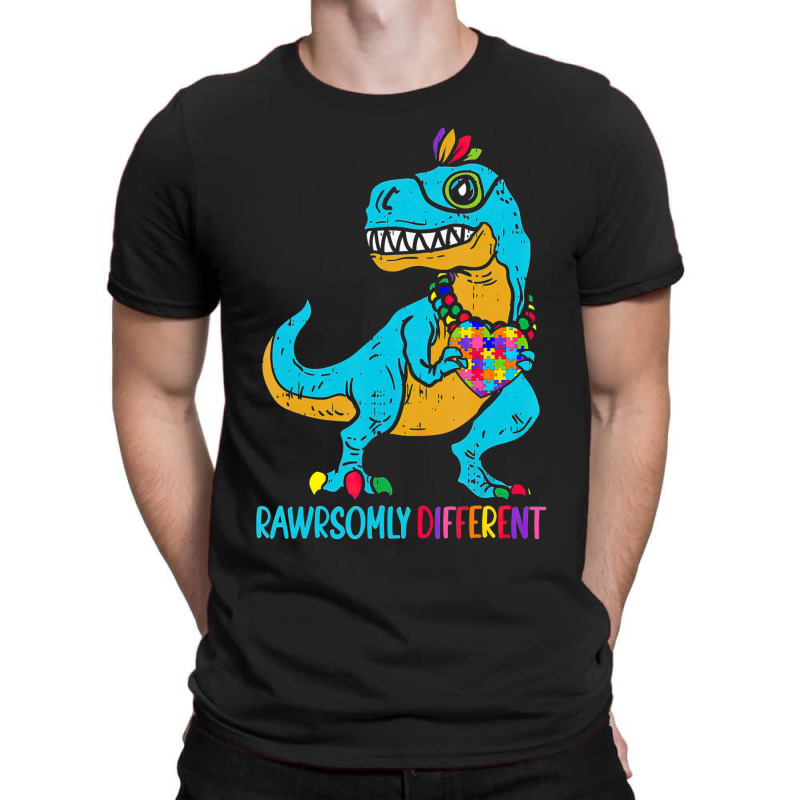 Trex Dino Puzzle Rawrsomely Different Autism Awareness T-Shirt by LeiThompson | Artistshot