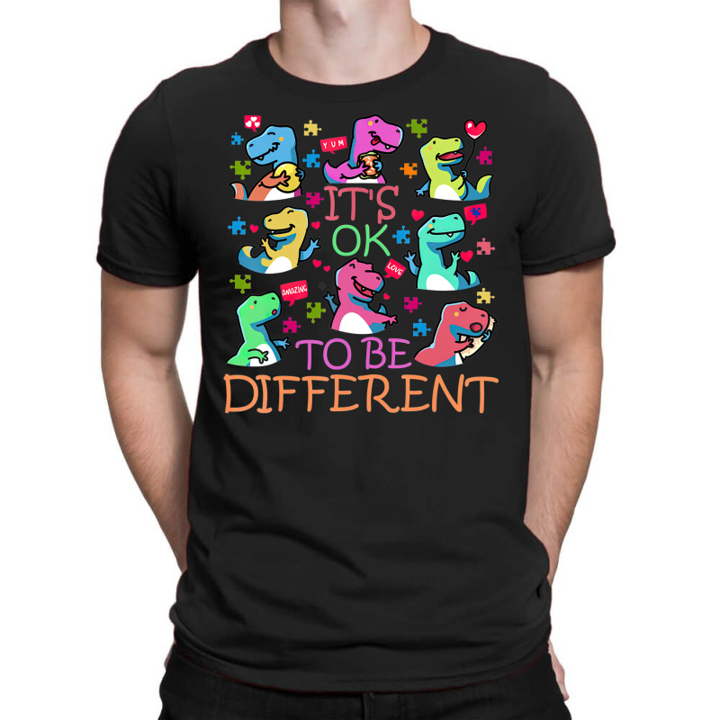 Trex Its Ok To Be Different Autism Awareness Dino T-Shirt by LeiThompson | Artistshot