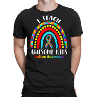 Rainbow I Teach Awesome Kids Ribbon Autism Awareness T-shirt | Artistshot