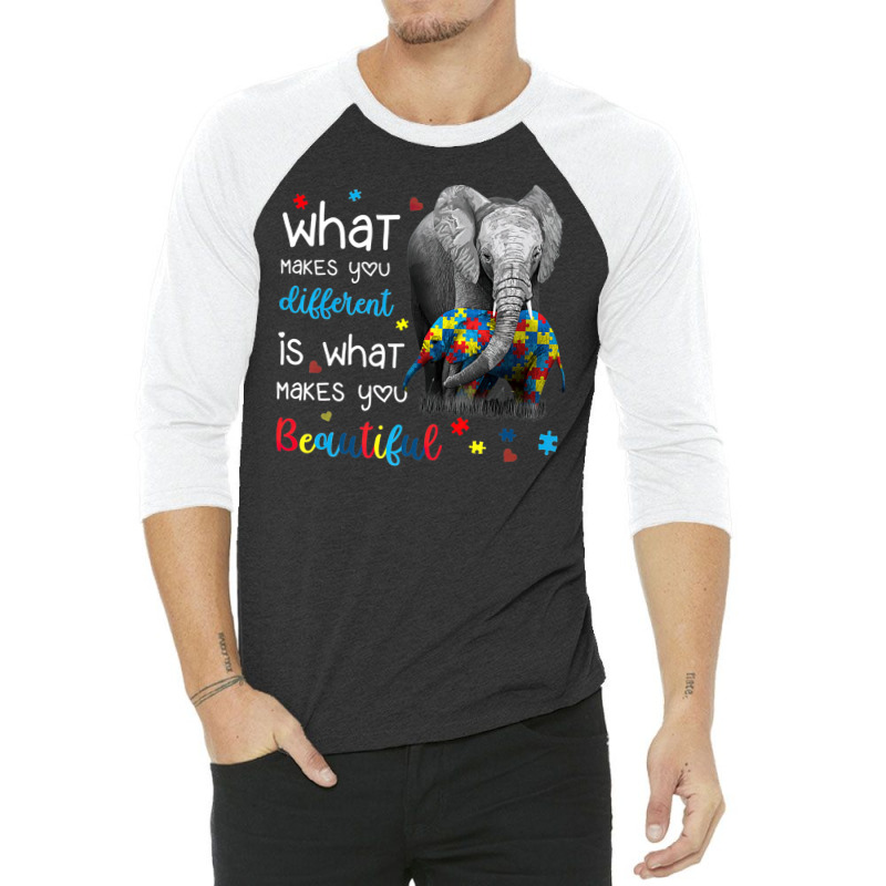 What Makes You Different Elephant Mom Autism Awareness 3/4 Sleeve Shirt | Artistshot