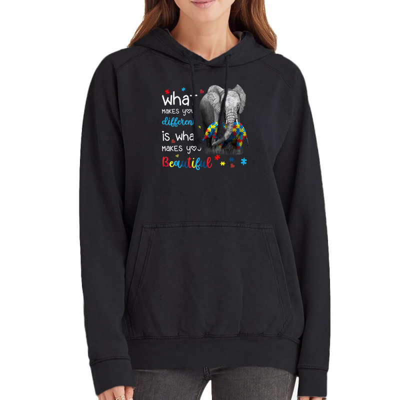 What Makes You Different Elephant Mom Autism Awareness Vintage Hoodie | Artistshot