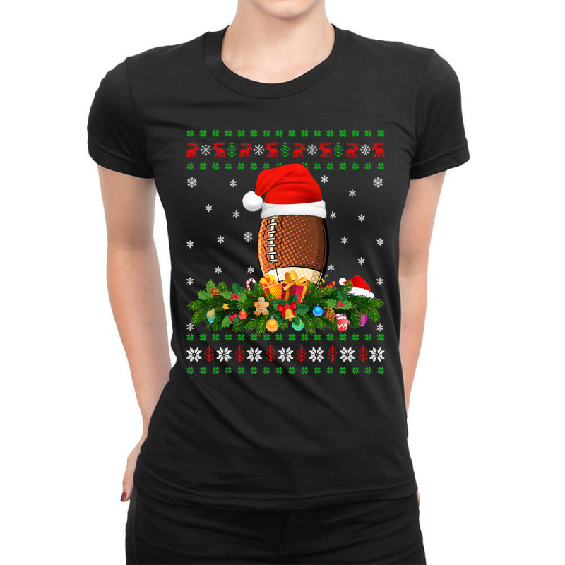 Football American Football Sports Lover Xmas Ugly Rugby Christmas 177  Ladies Fitted T-Shirt by golferu | Artistshot