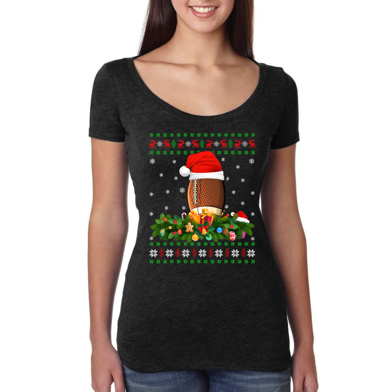 Football American Football Sports Lover Xmas Ugly Rugby Christmas 177  Women's Triblend Scoop T-shirt by golferu | Artistshot