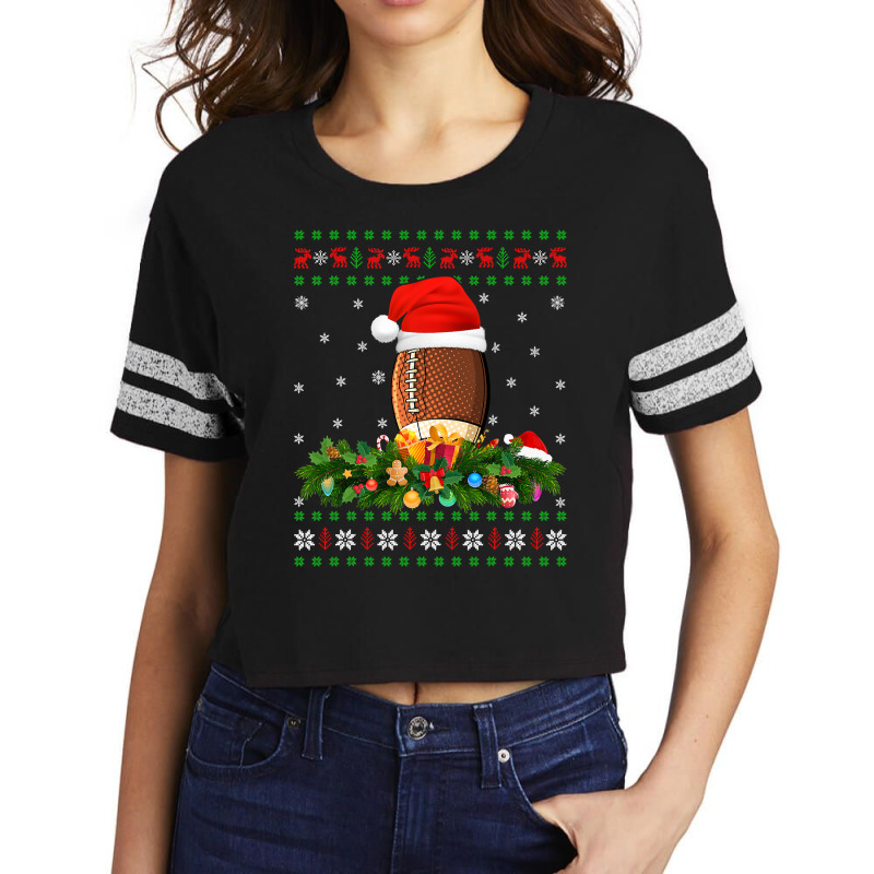 Football American Football Sports Lover Xmas Ugly Rugby Christmas 177  Scorecard Crop Tee by golferu | Artistshot