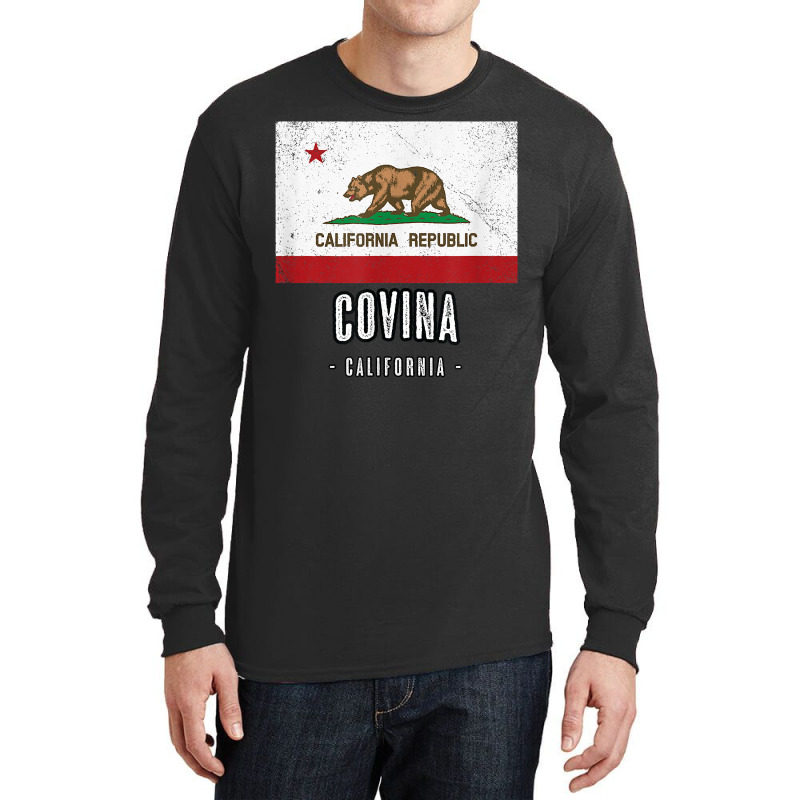 Covina   California  Cali City Souvenir   Ca Flag Top T Shirt Long Sleeve Shirts | Artistshot