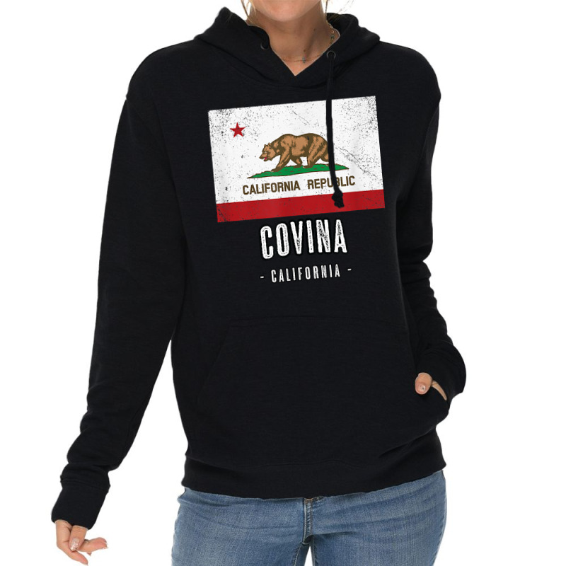 Covina   California  Cali City Souvenir   Ca Flag Top T Shirt Lightweight Hoodie | Artistshot