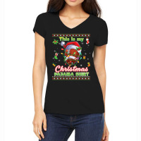 Football This Is My Christmas Pajama Football Sweater Ugly Xmas 429 Women's V-neck T-shirt | Artistshot