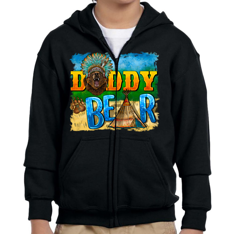 Daddy Bear Native Youth Zipper Hoodie by BarkalooDesign | Artistshot