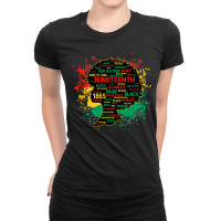 Juneteenth Melanin Black Women Natural Hair Afro Word Art Ladies Fitted T-shirt | Artistshot