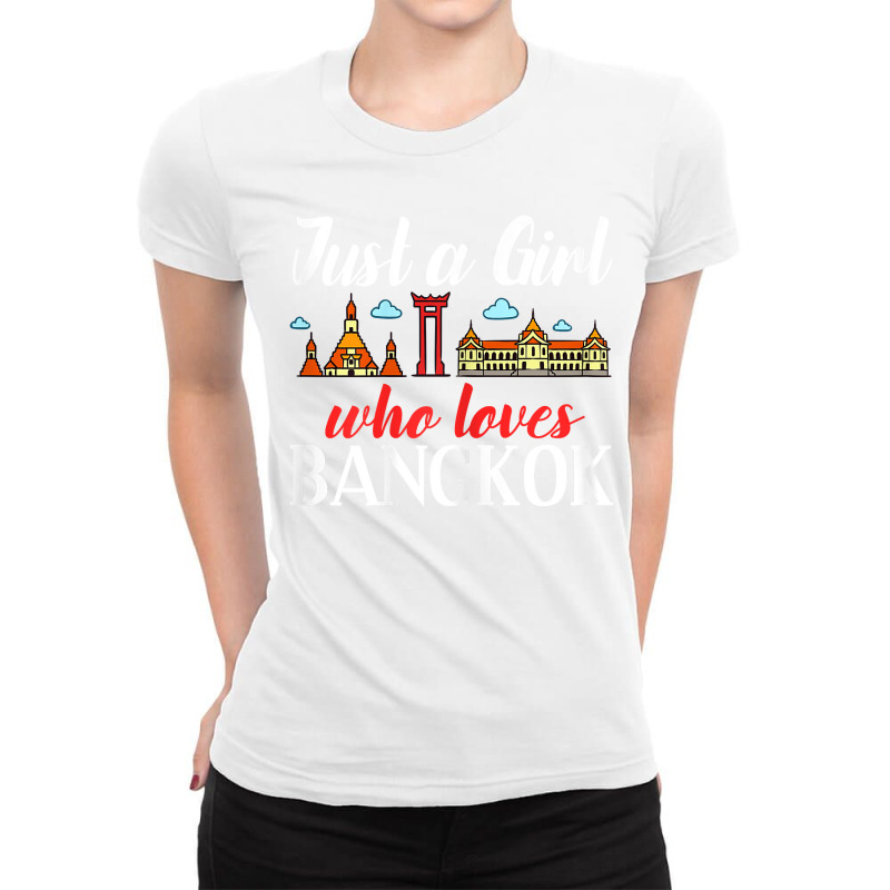 Bangkok Thailand City Trip Skyline Map Ladies Fitted T-Shirt by PhoebeHaggett | Artistshot