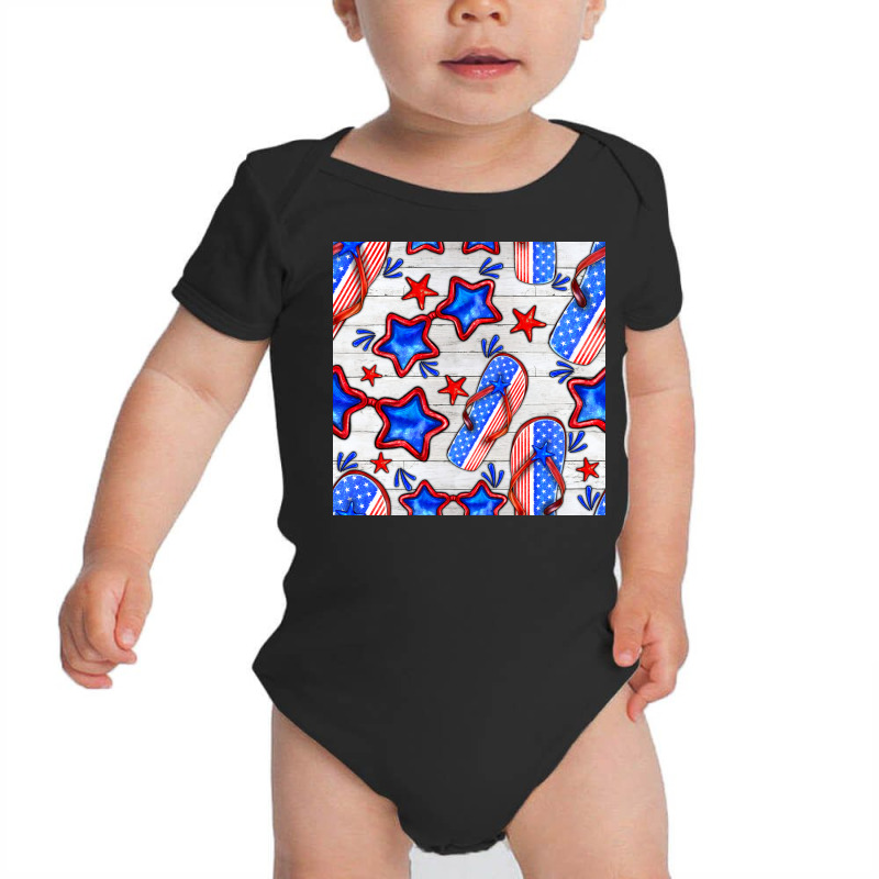 4th Of July Flip Flops Seamless Pattern Baby Bodysuit | Artistshot