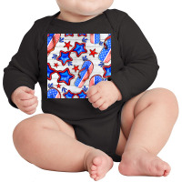 4th Of July Flip Flops Seamless Pattern Long Sleeve Baby Bodysuit | Artistshot