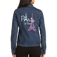 I Love Paris Eiffel Tower France T Shirt French Souvenir T Shirt Ladies Denim Jacket | Artistshot