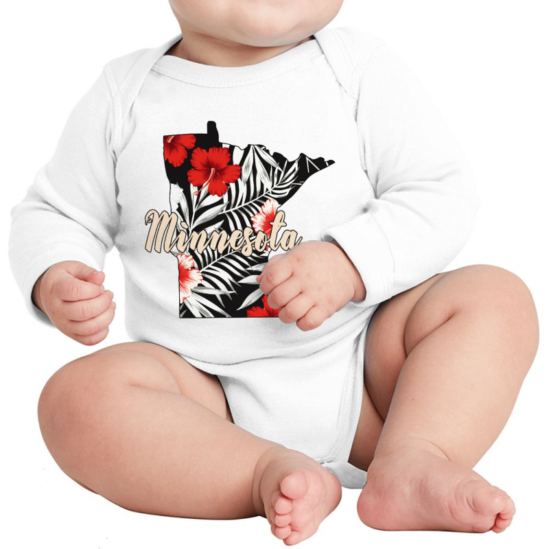 Minnesota Map Long Sleeve Baby Bodysuit | Artistshot