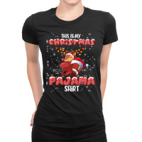 Football This Is My Christmas Pajama Football Christmas Light 12 Footb Ladies Fitted T-shirt | Artistshot