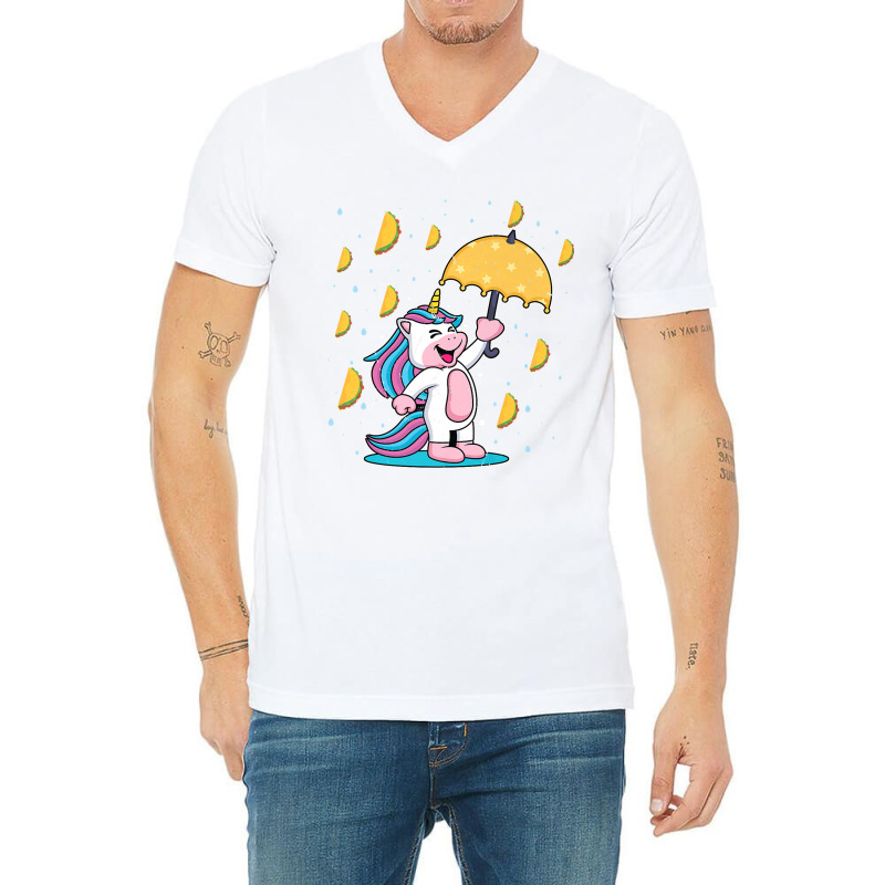 Cinco De Mayo Tee Raining Tacos Unicorn Lover Umbrella Premium V-neck Tee | Artistshot