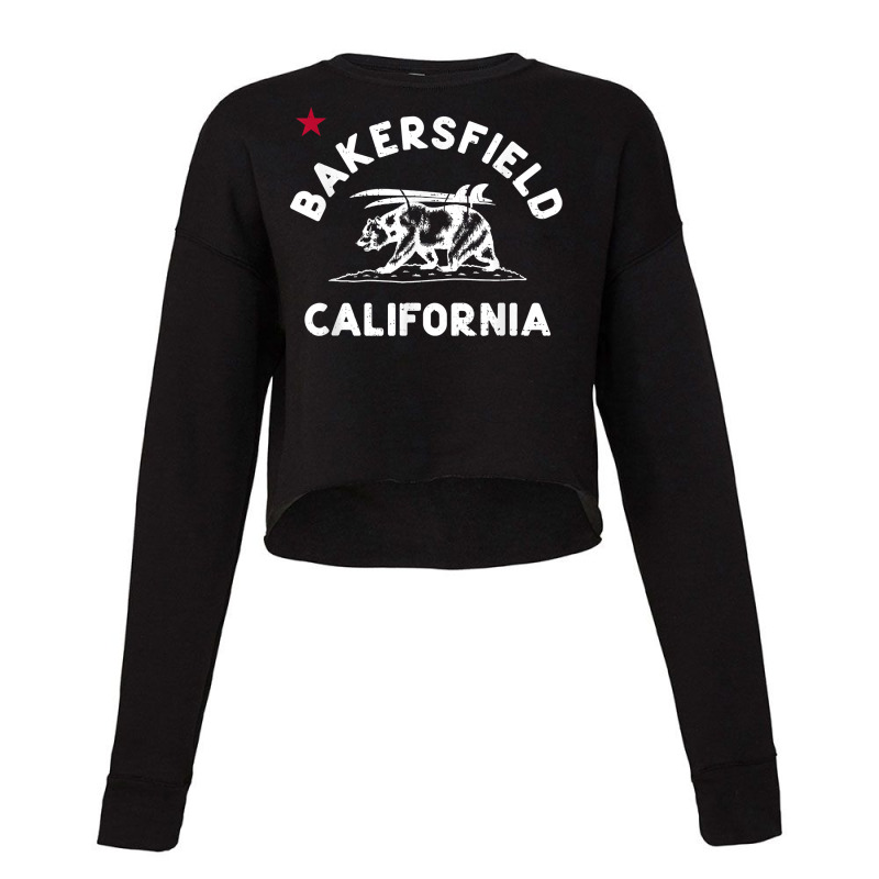 Bakersfield California Beach Flag Bear Surf Ca Vintage T Shirt Cropped Sweater by webberoliveria | Artistshot