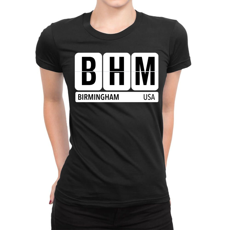 Bhm Birmingham Alabama Usa Travel Souvenir Black Text Pullover Hoodie Ladies Fitted T-Shirt by adrienskradski | Artistshot