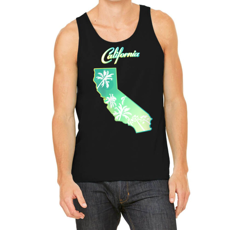 Womens California Map, Palm Trees View From Below In Los Angeles V Nec Tank Top | Artistshot