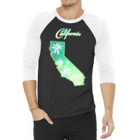 Womens California Map, Palm Trees View From Below In Los Angeles V Nec 3/4 Sleeve Shirt | Artistshot