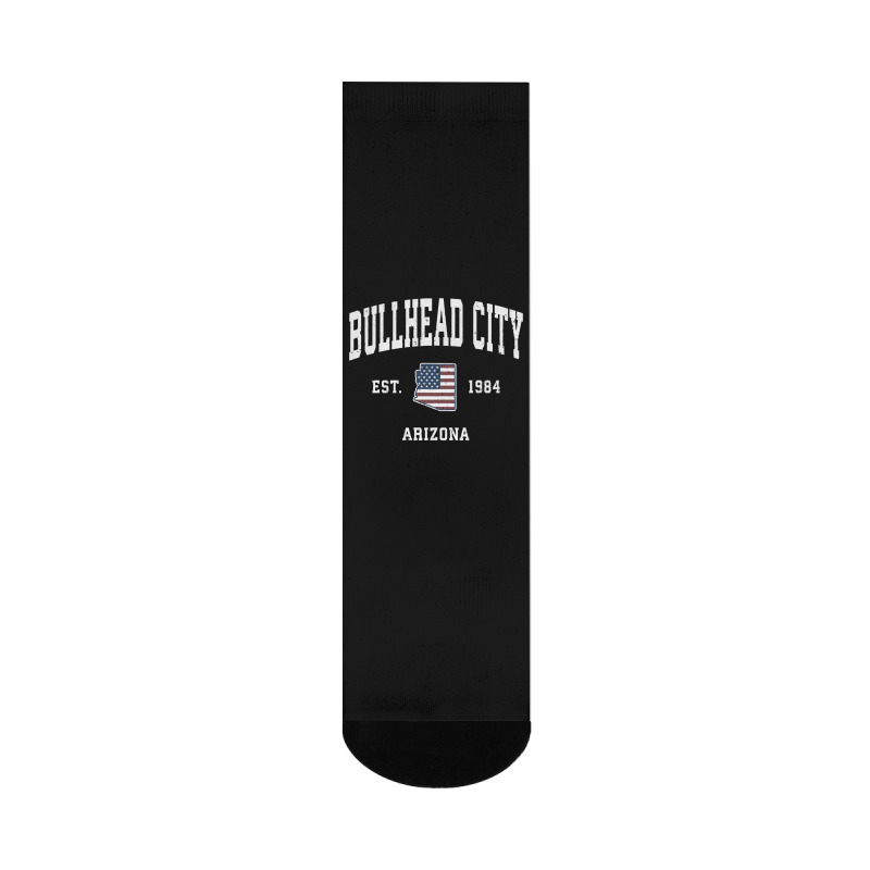 Bullhead City Arizona Az Vintage American Flag Sports Design Sweatshir Crew Socks | Artistshot