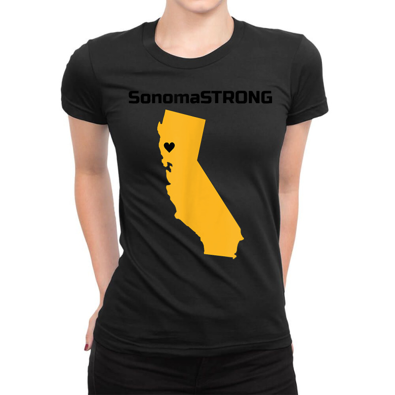 Support Sonoma Strong California State Heart Love T Shirt Ladies Fitted T-Shirt by michealamifflin | Artistshot