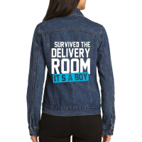 Survived The Delivery Room It's A Boy Funny Ladies Denim Jacket | Artistshot