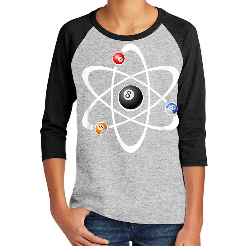 Billiards Pool Hall Sport T Shirt Atom Science Nerd Geek Youth 3/4 Sleeve | Artistshot