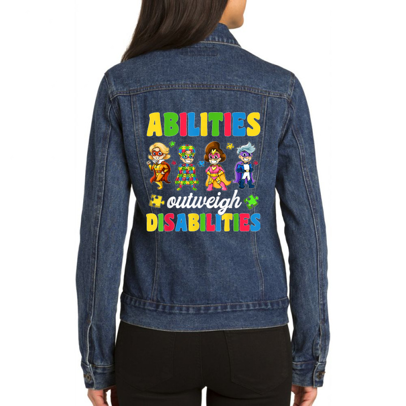 Boys Toddler Autism Shirts, Abilities Outweigh Disabilities Ladies Denim Jacket by James William | Artistshot