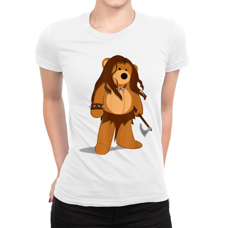 Funny Teddy The Barbarian Stuffed Bear Cartoon Ladies Fitted T-Shirt by PhoebeHaggett | Artistshot