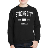 Strong City Kansas Ks Vintage Athletic Sports Design T Shirt Youth Sweatshirt | Artistshot