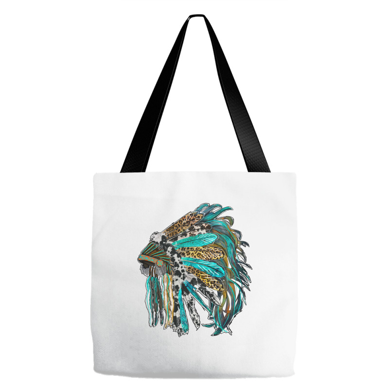 Indian Feather Headdress With Western  Patterns Tote Bags | Artistshot