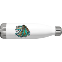 Indian Feather Headdress With Western  Patterns Stainless Steel Water Bottle | Artistshot