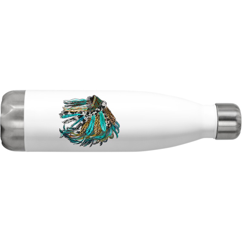 Indian Feather Headdress With Western  Patterns Stainless Steel Water Bottle | Artistshot