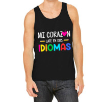 Mi Corazon Late En Dos Idiomas, Bilingual Spanish Teacher Tank Top | Artistshot