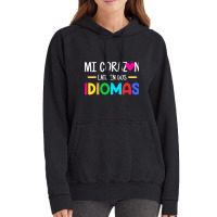 Mi Corazon Late En Dos Idiomas, Bilingual Spanish Teacher Vintage Hoodie | Artistshot