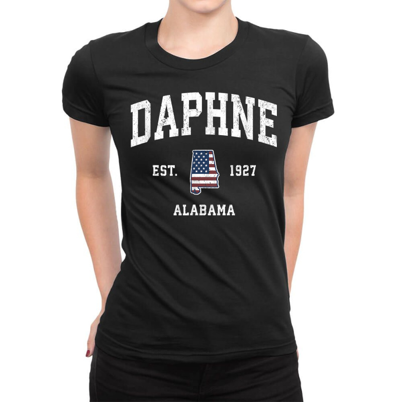 Daphne Alabama Al Vintage American Flag Sports Design T Shirt Ladies Fitted T-Shirt by adrienskradski | Artistshot