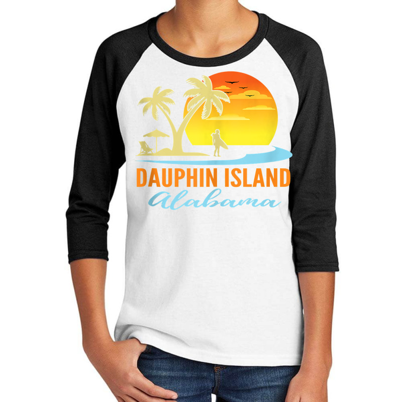 Dauphin Island Alabama Beach Sunset Surfer Palm Trees Tank Top Youth 3/4 Sleeve by adrienskradski | Artistshot