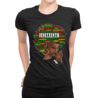 Juneteenth Melanin Black Women Natural Hair Afro Word Art Ladies Fitted T-shirt | Artistshot