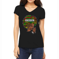 Juneteenth Melanin Black Women Natural Hair Afro Word Art Women's V-neck T-shirt | Artistshot