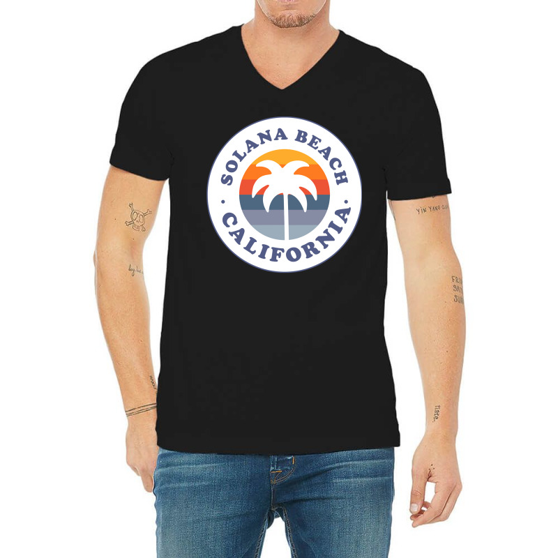 Solana Beach California Ca Palm Tree Vacation Souvenir Pullover Hoodie V-Neck Tee by darinelelwell | Artistshot